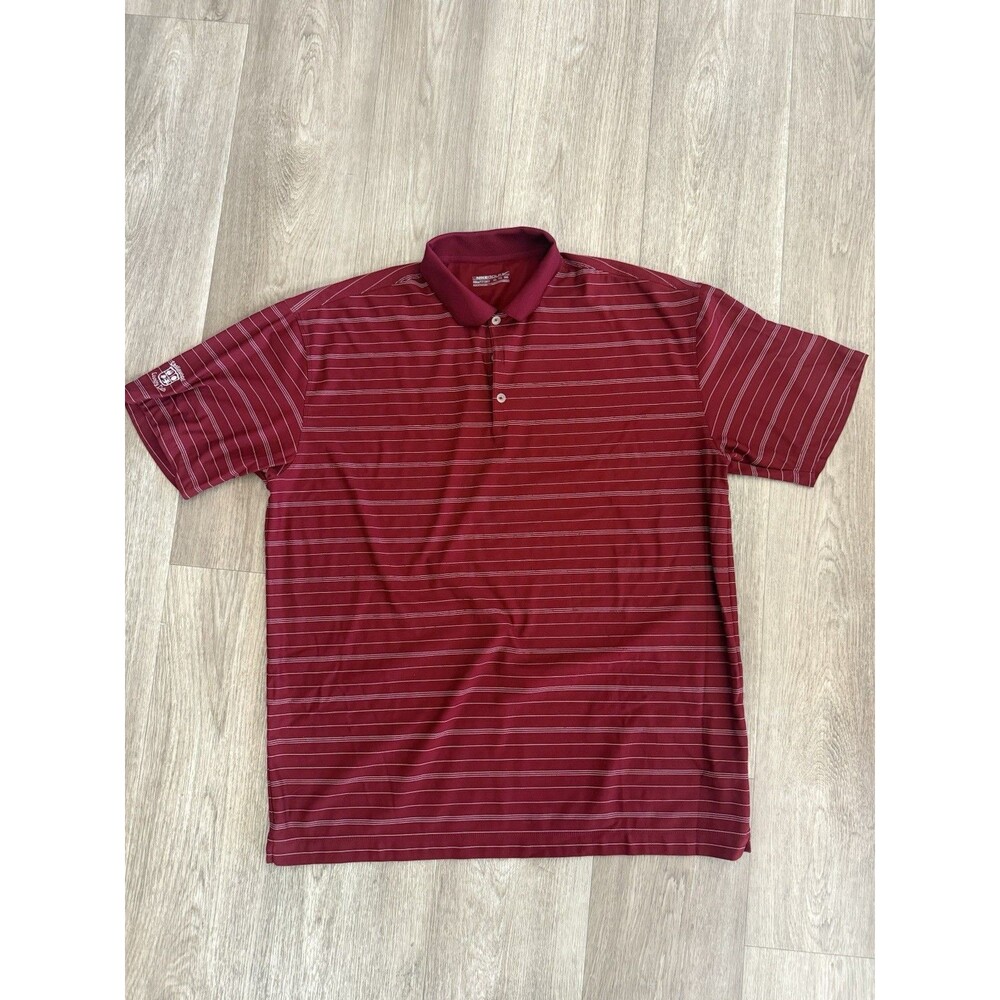 Nike Golf Mens XXL Dri fit Polo Red White Stripes Castlewood Country Club